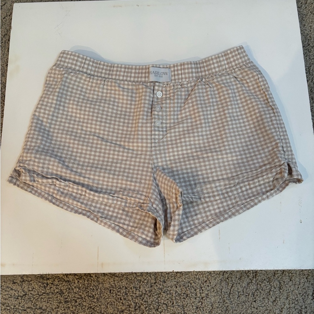 Harlow Beige Checkered Women's Shorts